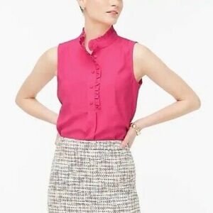 NWT J. Crew Ruffle Trim Crepe Blouse Pink Size 0